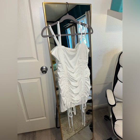 SheIn White Drawstring Rushed Dress - Picture 7 of 14